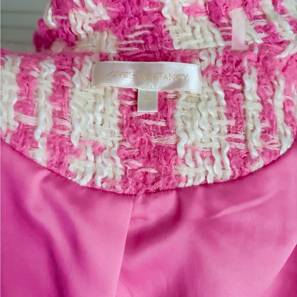 LoveShackFancy Pink & Cream Tweed Peplum Blazer - Picture 3 of 3